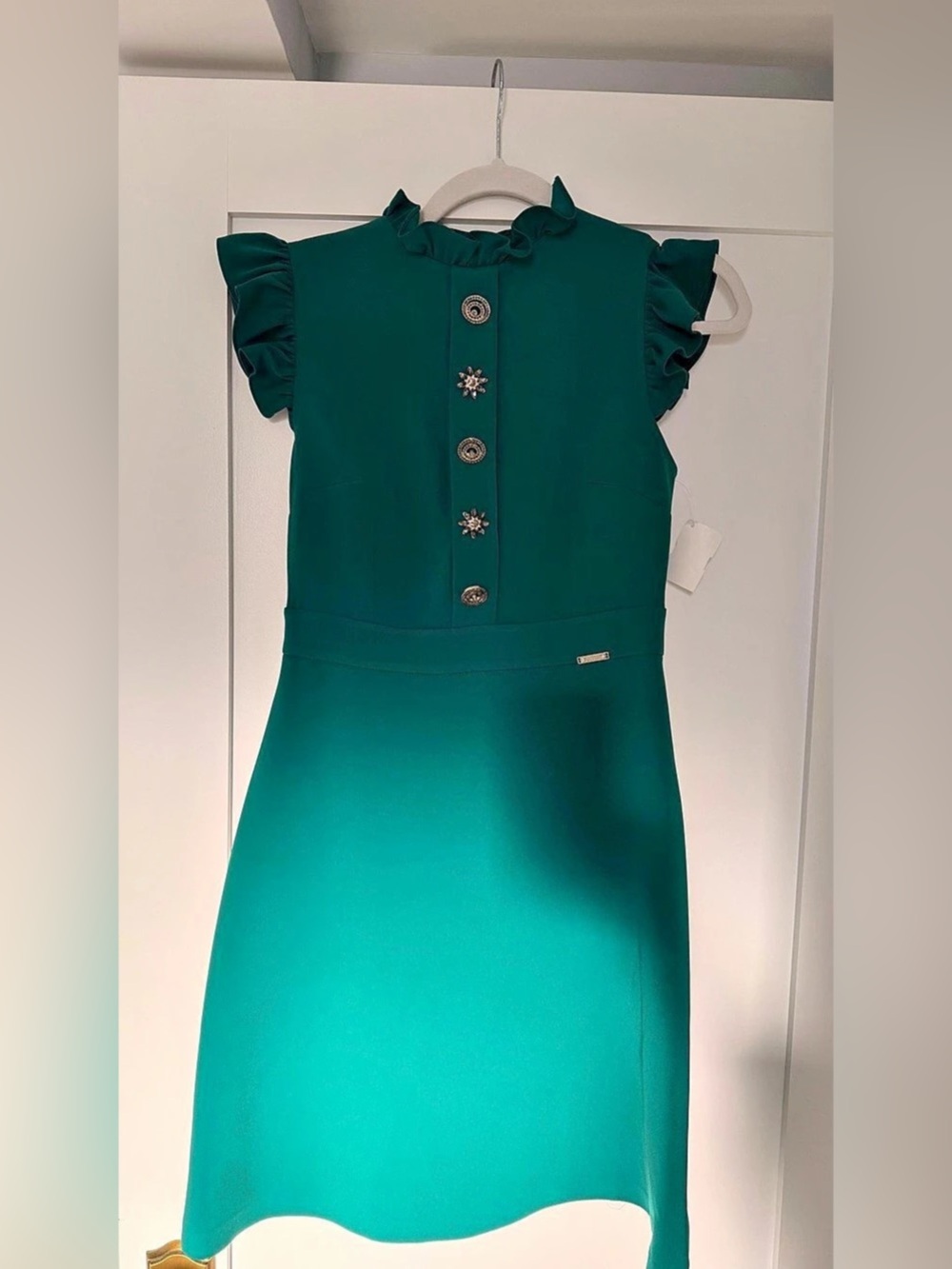 NWT Of-White Ruffle Mini Dress in Green Size 38